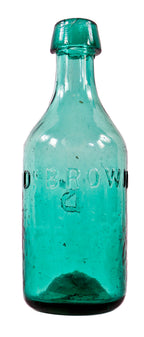 single all original and lightly cleaned c. 1846-1847 early american medium green iron-pontiled "dr. brown" soda or mineral water bottle likely dug in baltimore or new york city