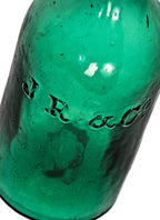 hard to find original and intact c. 1841-1845 antique green open-pontiled john reynolds & company soda bottle with applied tapered edge top or lip