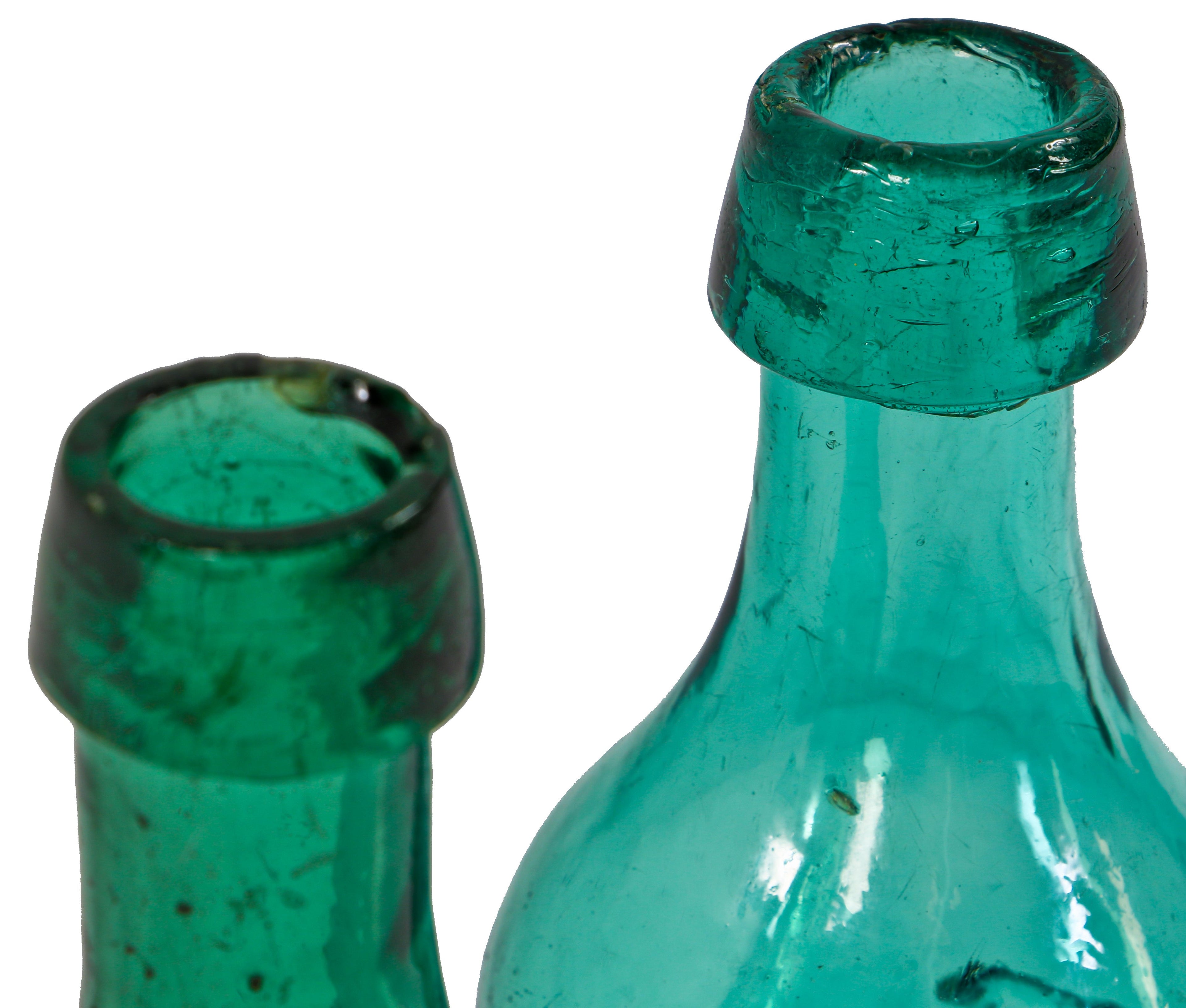 single all original and lightly cleaned c. 1846-1847 early american medium green iron-pontiled "dr. brown" soda or mineral water bottle likely dug in baltimore or new york city