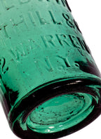 original and intact c. 1850's iron pontiled light to medium green glass soda bottle manufactured for new york bottlers baldwin tuthill & company