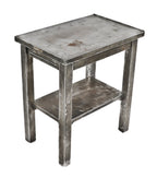 early 20th century refinished freestanding robust antique american industrial old-rolled steel factory office "kardex" side table or workstation with original retractable metal shelf