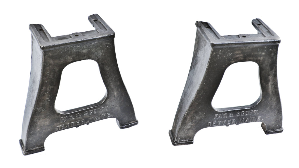 two matching highly desirable c. 1916 original antique american industrial factory machine shop turret lathe machine bases with uniform brushed metal finish
