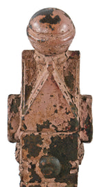 19th century antique american original and intact ornamental cast iron freestanding exterior residential newel post with ball finial top and square-shaped base plate