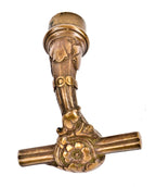 victorian era ornamental cast bronze t-handle style knob hardware manufactured for the metallic compression casting co., in boston, ma.