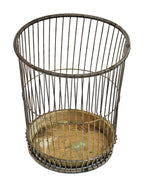 original c. 1916-18 antique american industrial heavy duty coiled steel "daisy" factory office waste can with nicely weathered surface patina