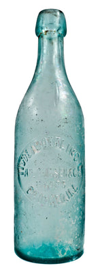 original and intact privy dug antique c.1878-1879 aqua "tivoli bottling co" slope-shouldered quart beer bottle manufactured for chicago bottlers adolph d. clasen and peter grube.