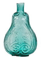 hard to find intact unique c. 1850's oversized blue aqua iron pontiled violin or scroll flask