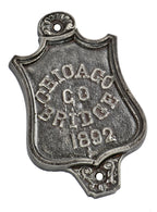 very rare and historically important late 19th century original ornamental cast iron diminutive chicago bridge company exterior bridge plaque