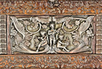 exceptionally rare all original 19th century ornamental cast iron dawson brothers interior residential fireplace frieze with intact decorative insets and flanking figural brackets
