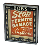 fully functional antique american depression era c. 1930's bug exterminator storefront illuminated neon tube encased advertising sign with distinctive graphics