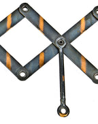 highly sought after original american industrial wall-mount "hood" new old stock steel scissor garment extension bracket with intact oxidized copper-plated finish