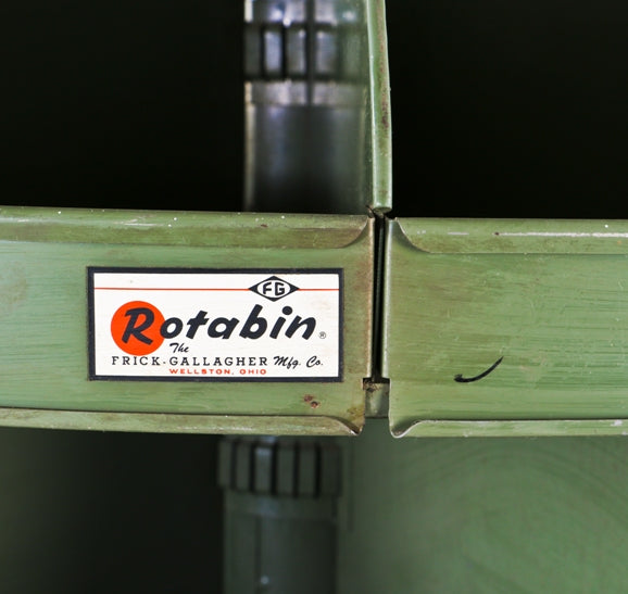 c. 1940's or early 1950's vintage american industrial oversized all original and fully functional "rotabin" a multitude of segmented trays on each revolving tier