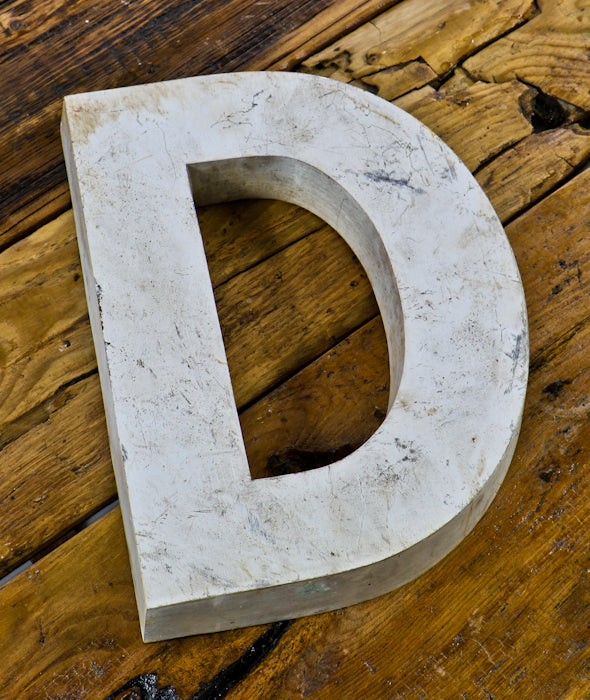 single mid-20th century cast aluminum michael reese hospital exterior single-sided letter sign salvaged from a campus building facade prior to demolition