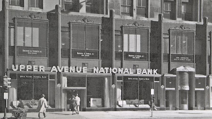 historically important american c. 1929 american art deco style oversized nickel-plated cast bronze palmolive building facade pilaster with visually stunning endcap