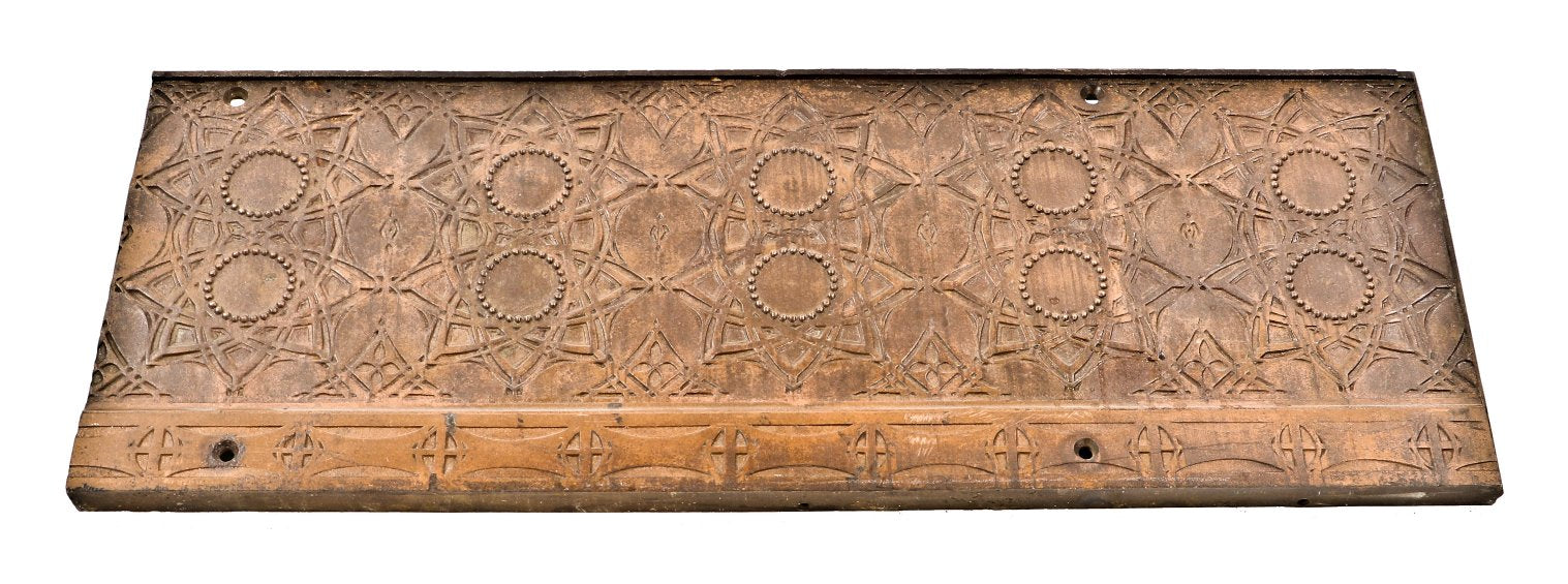 very clean and remarkably intact 19th century museum quality copper-plated ornamental cast iron louis h. sullivan-designed chicago stock exchange staircase stringer section