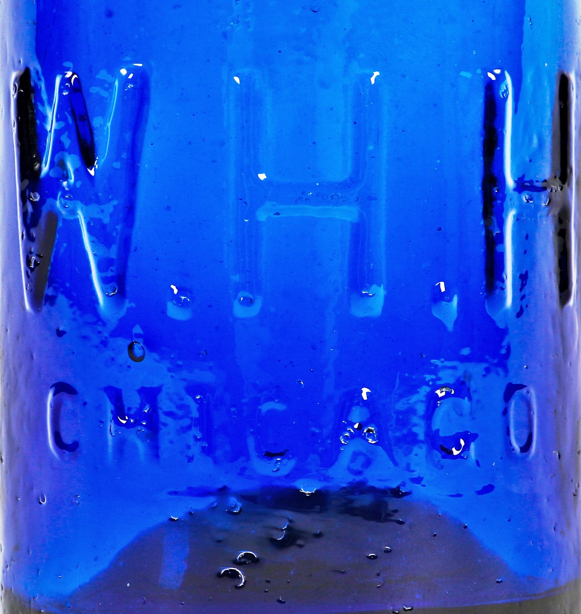 all original mint condition 1850's dark electric blue "w.h.h." iron pontiled soda bottle manufactured for chicago bottler william henry hutchinson