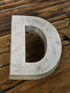single reinforced vintage american industrial exterior cast aluminum michael reese hospital building facade sign letter with nicely aged surface patina