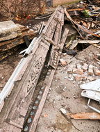 original 1870's or early 1880's antique american exterior fret-sawn pine wood chicago commercial building sill or belt course victorian era ornament