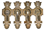 group of exceptional all original c. 1880's antique american eastlake style ornamental cast bronze oversized residential pocket door escutcheons with black enameled inlay
