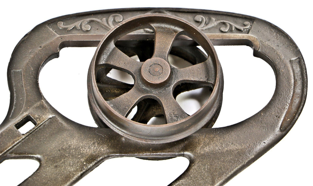 matching all original and intact antique american ornamental cast iron c. 1880's chicago three-flat interior residential pocket or sliding door hangers or brackets
