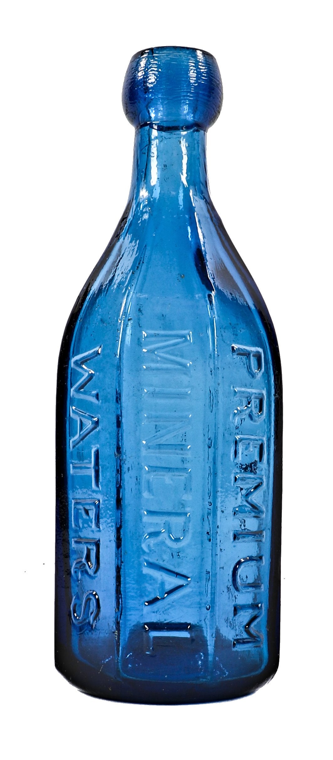 hard to find intact and original mid-nineteenth century deep cobalt 8-sided blobtop soda bottle fabricated for pennsylvania bottlers seitz & bro