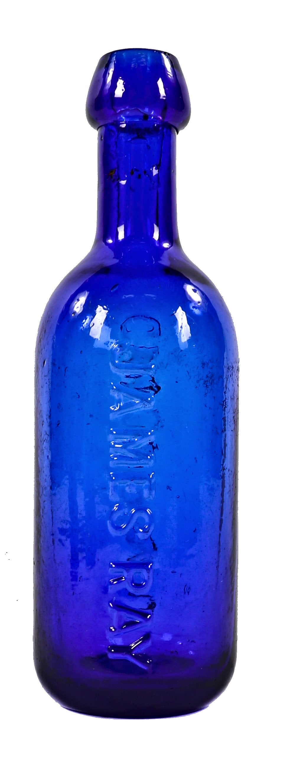 seldom found antique nineteenth century near mint condition original richly colored deep electric blue ginger ale bottle with blobtop fabricated for savannah bottler james ray