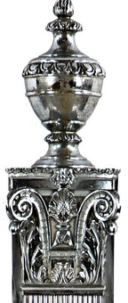 stunning highly polished nickel-plated cast bronze dillinger-robbed first national bank building lobby pilaster with original urn-shaped finial