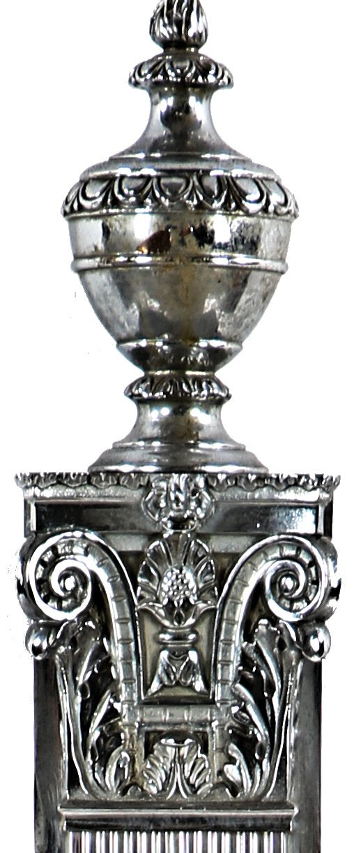 stunning highly polished nickel-plated cast bronze dillinger-robbed first national bank building lobby pilaster with original urn-shaped finial