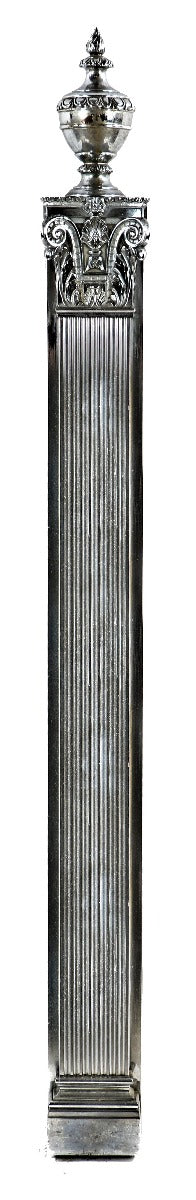 unique single-sided freestanding chrome-plated cast bronze first national bank teller cage pilaster john dillinger-robbed