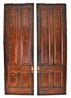matching set of massive all original 19th century american victorian interior residential sliding or pocket door with visually striking walnut wood "faux" grain finish on both sides