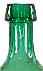 completely intact c. late 1840's light emerald green glass "knickerbocker" soda bottle manufactured for new york bottler samuel smith