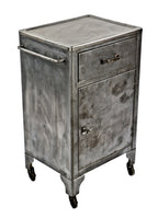 beautifully refinished late 1930's or early 1940's american antique medical mobile hospital operating room pressed and folded steel storage cart with intact bassick casters
