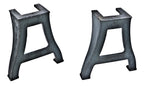 matching set of original and solidly-constructed antique american industrial early 20th century freestanding cast iron curvaceous machine shop turret lathe legs
