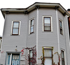 late 1860's original and intact four panel pine wood interior residential pre-fire chicago residential passage door with impressive built-up molding