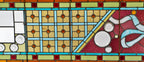 original oversized long and narrow intact late 1880's high victorian era stained glass window salvaged from a prominent gold coast mansion