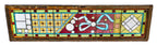 original oversized long and narrow intact late 1880's high victorian era stained glass window salvaged from a prominent gold coast mansion