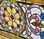 remarkable and historically important important all original 19th century jewel and chunk art glass transom window salvaged from a potter palmer built gold coast residence