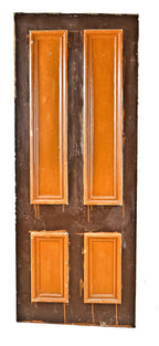 original c. 1869-70 antique american painted pine wood interior residential four panel salvaged passage door with intricate multi-part molding
