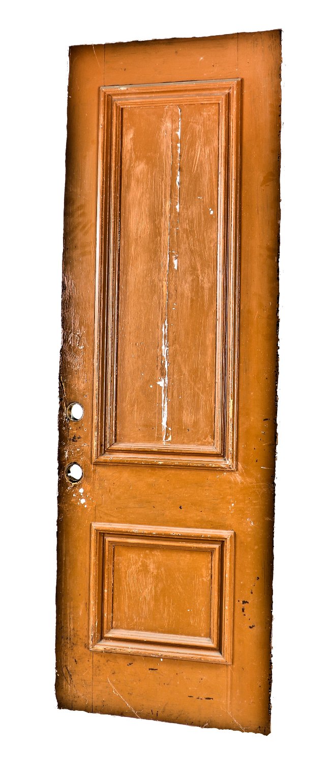 single original and intact antique american c. 1860's pre-fire chicago interior residential vestibule painted pine wood door with built-up molding
