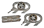 matching intact and refinished late 19th century hard to find original interior residential ornamental cast iron single pocket door brackets or hangers with rollers and base plates