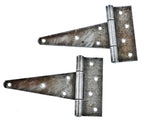 matching set of late 19th or early 20th century american antique industrial wrought steel loose pin strap hinges salvages from the doors of a chicago brewhouse undergoing demolition