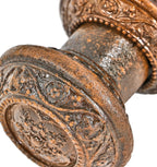 hard to find early 1870's antique american "lava line" ornamental gutta-percha passage door "gothic" pattern patented handles with matching rosettes