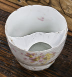 original and unusual antique c. late nineteenth century floral ceramic mustache cup dug from a chicago area privy pit.