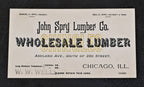hard to find original and in good condition late nineteenth or early twentieth century business card and product sheet made for the john spry lumber company in chicago, il.