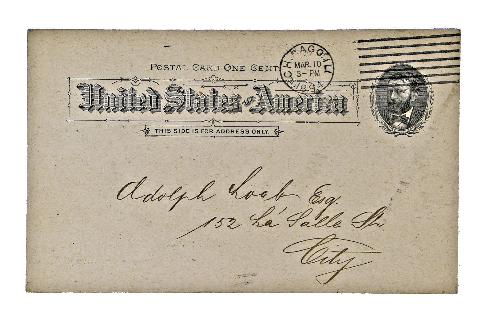 original and intact c. 1894 card from helliwell, treat & co. agents to attorney adolph loeb seeking inspection of the soon to be completed chicago stock exchange building.