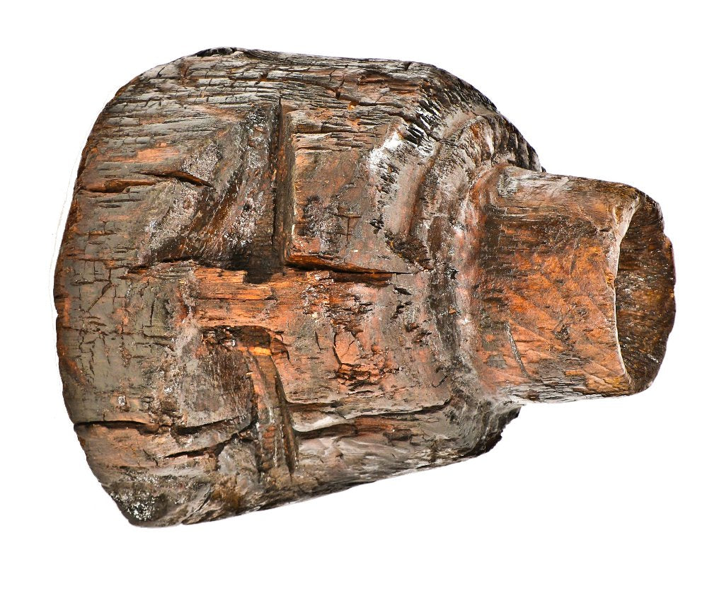 unusual early 19th century antique american industrial unearthed manhattan sewer pipe wood fragment discovered at an excavation site long ago