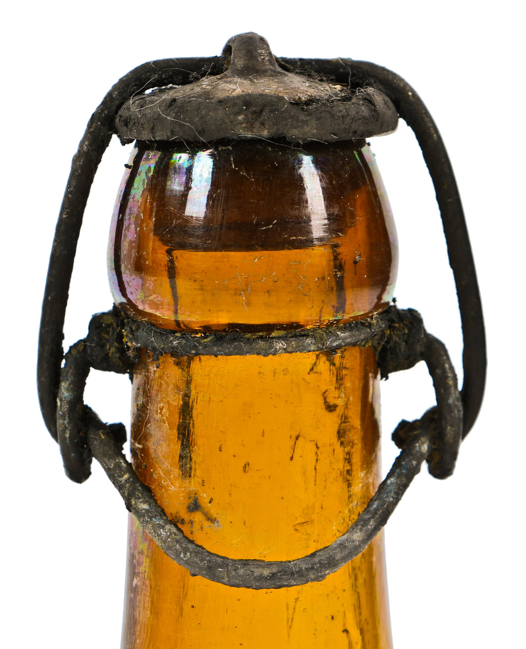 single intact c. 1880's or 1890's american privy dug medium amber weiss beer bottle manufactured for chicago bottler william pfeifer
