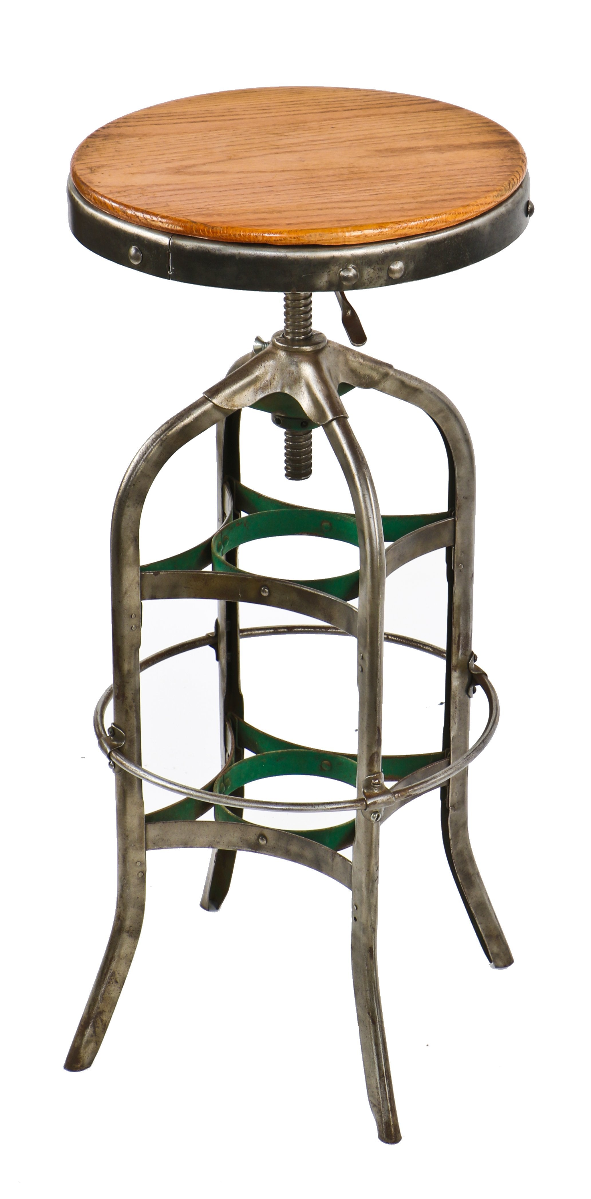 original early 20th century antique american industrial model "no. 621" pressed and formed double-spider toledo "uhl art steel" factory machine shop revolving stool