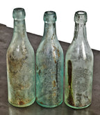 original antique c. 1880's colorless or light aqua tinted glass "table beer" bottle fabricated for the peter schoenhofer brewing company in chicago, il.