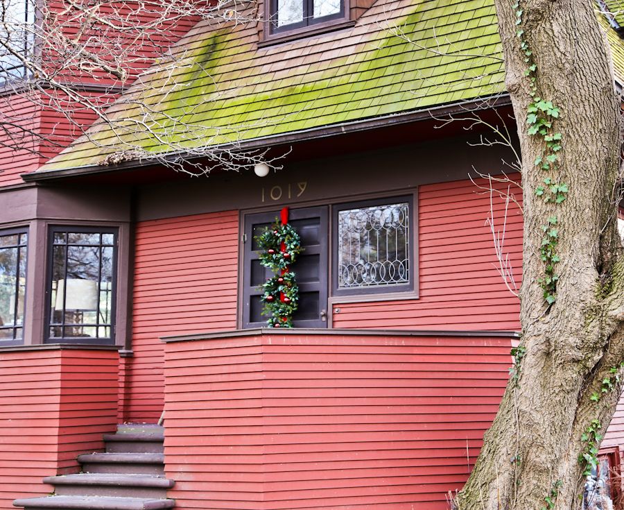 important late 19th century strongly geometric leaded clear glass robert p. parker "bootleg" house window featuring bands of overlapping ovals